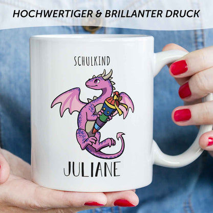 Bedruckte Tasse mit Motiv - Einschulung Drache