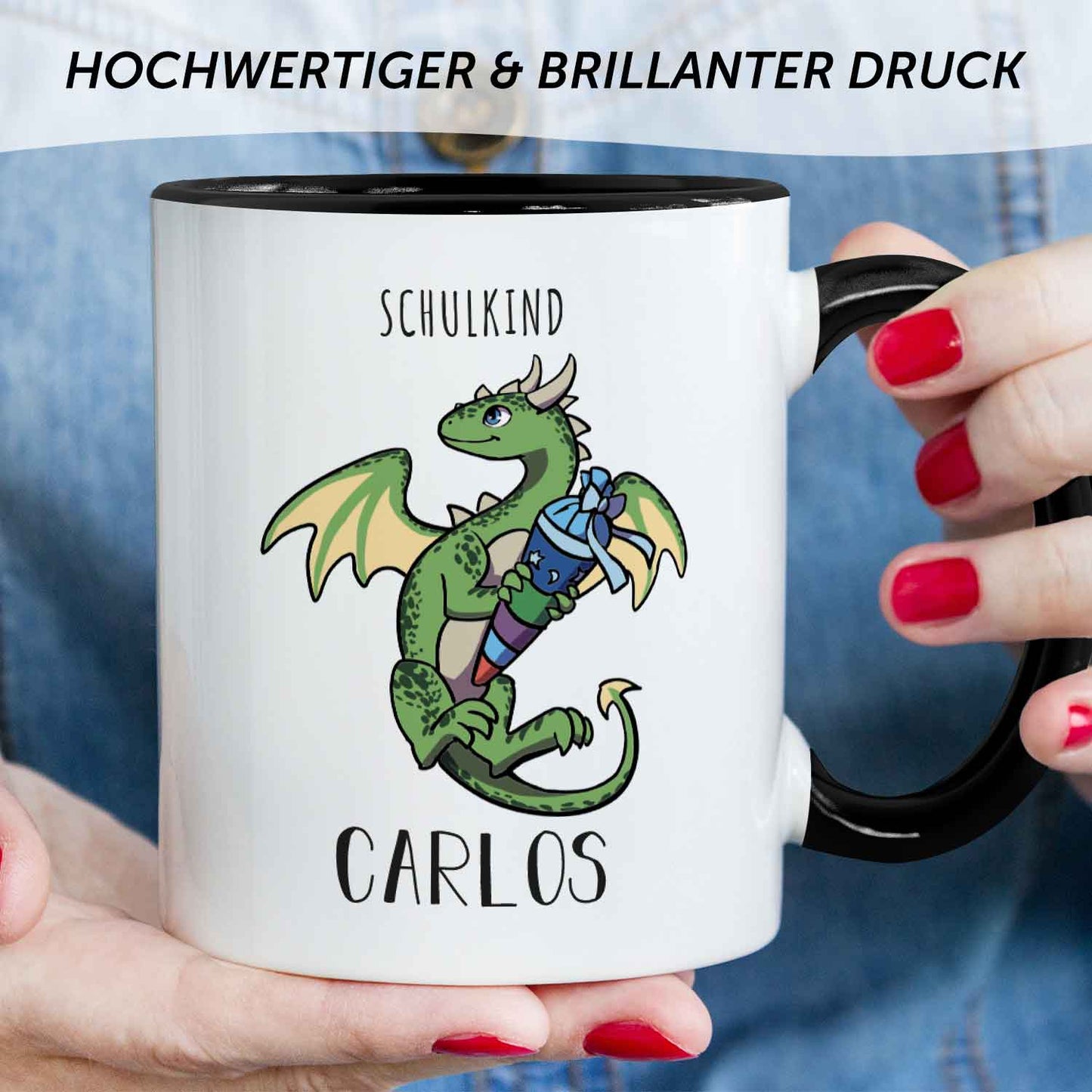 Bedruckte Tasse mit Motiv - Einschulung Drache