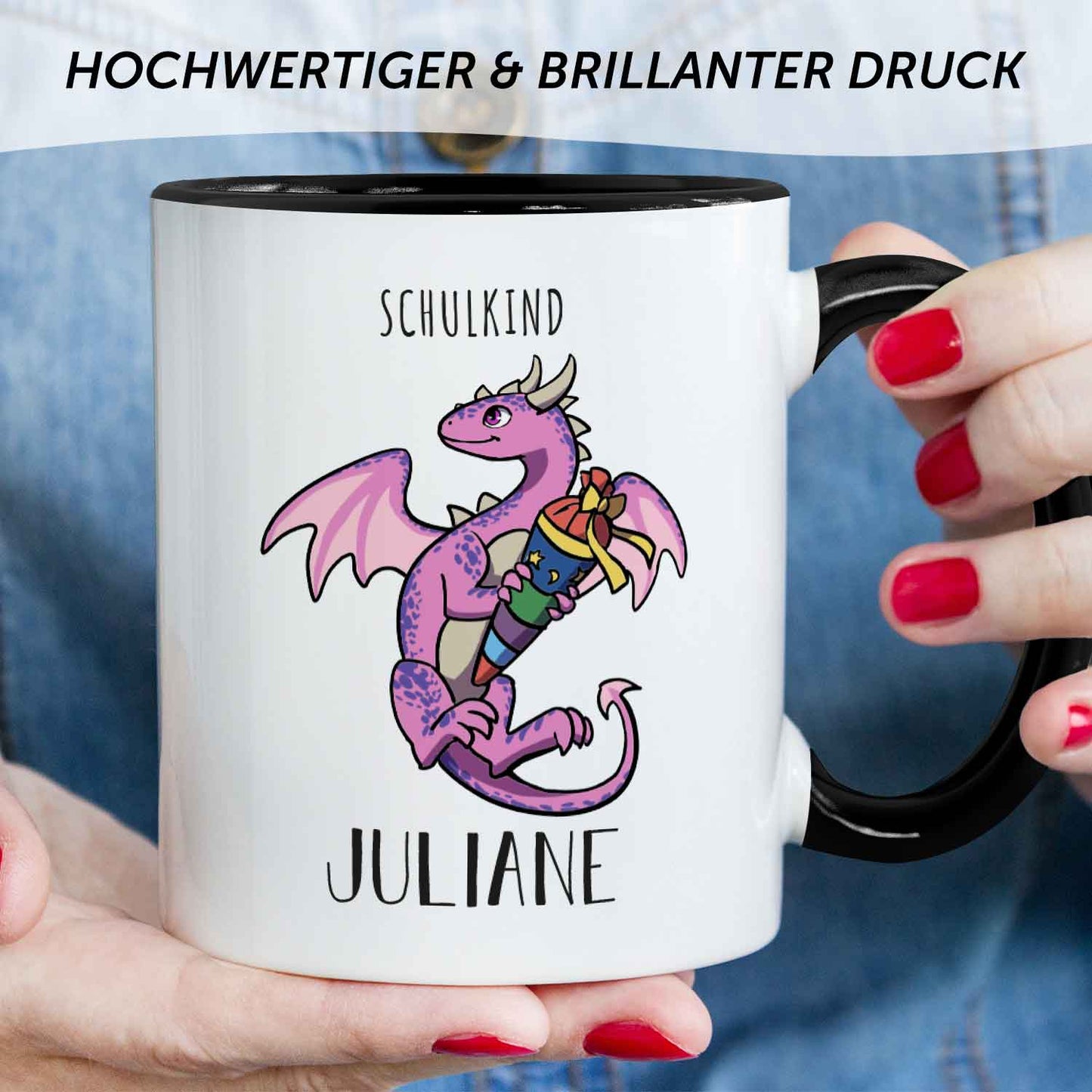 Bedruckte Tasse mit Motiv - Einschulung Drache