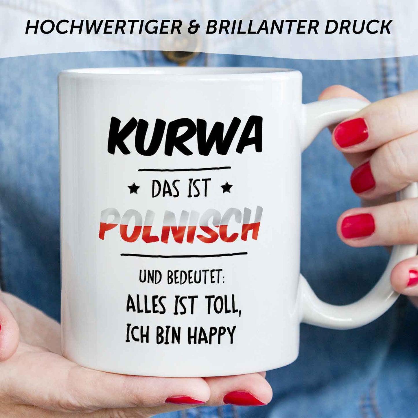 Bedruckte Tasse mit Spruch Alles toll Kurwa