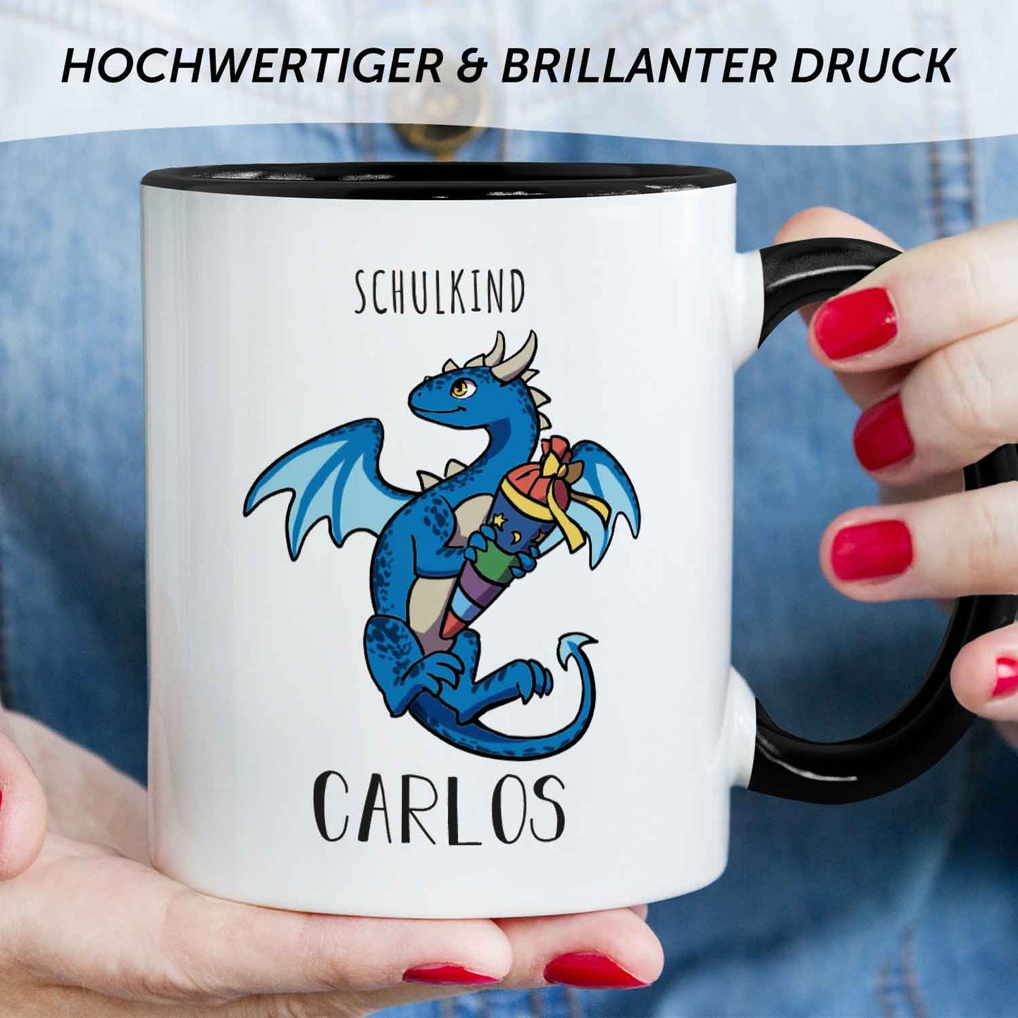 Bedruckte Tasse mit Motiv - Einschulung Drache