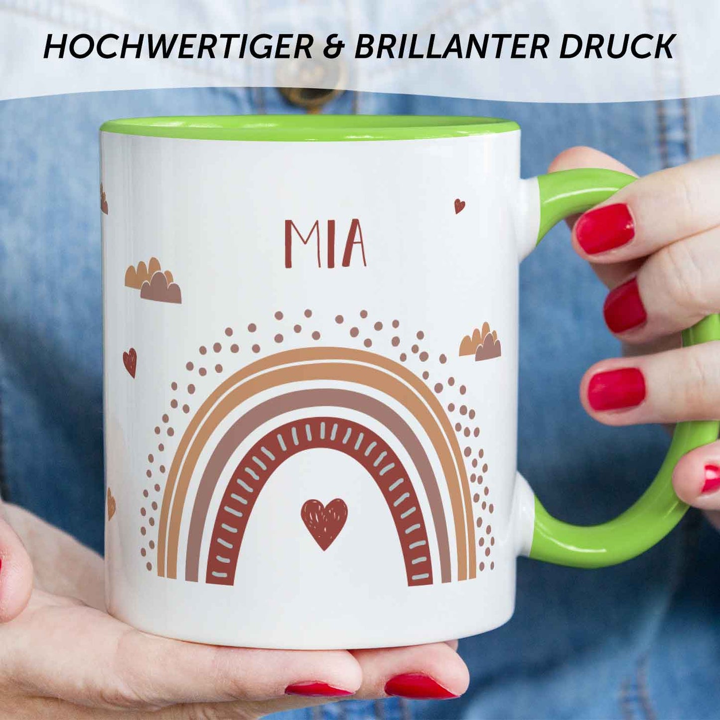 Bedruckte Tasse - Regenbogen - Personalisiert mit Namen - Für Mädchen und Jungen