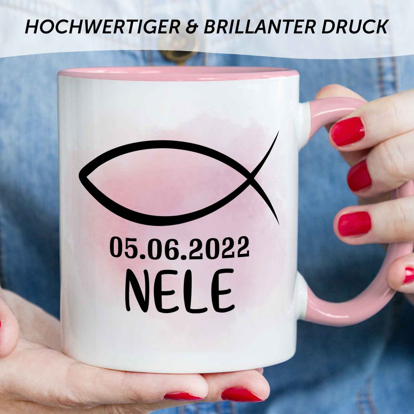Bedruckte Tasse - zur Konfirmation mit Name & Datum