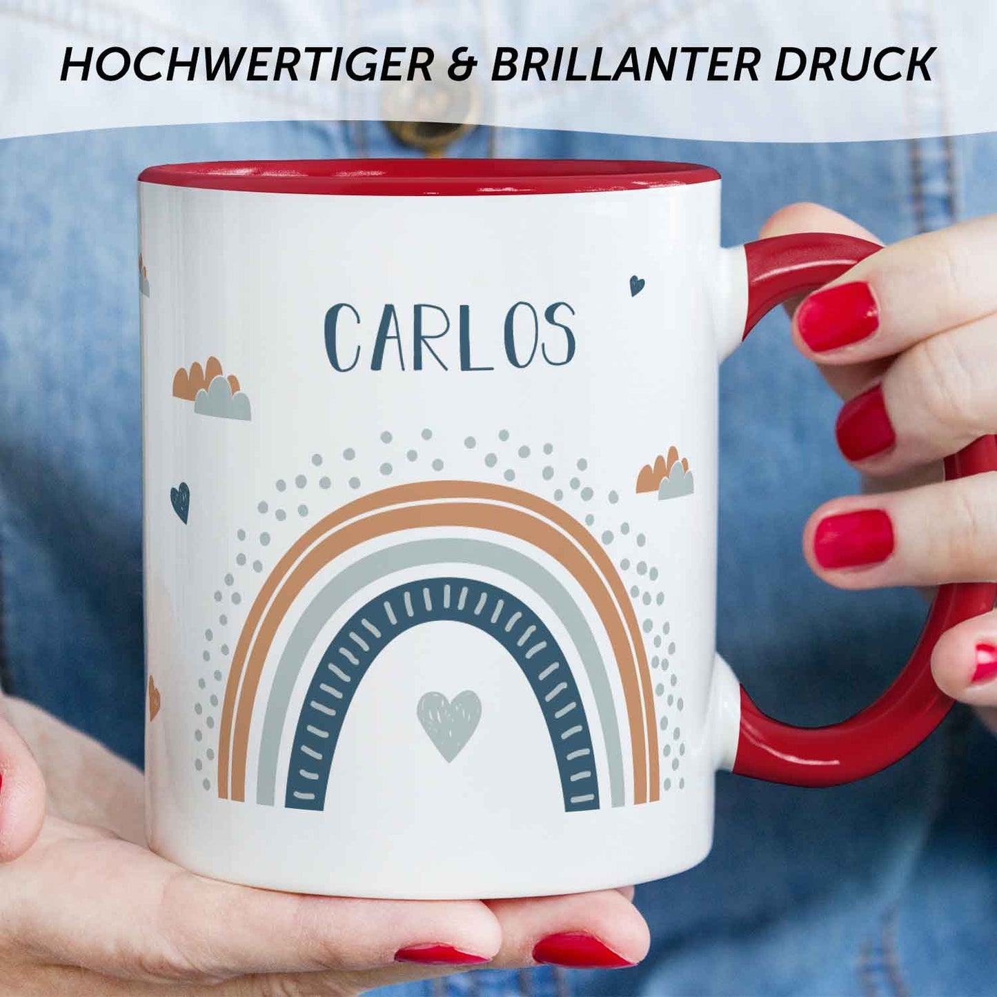 Bedruckte Tasse - Regenbogen - Personalisiert mit Namen - Für Mädchen und Jungen
