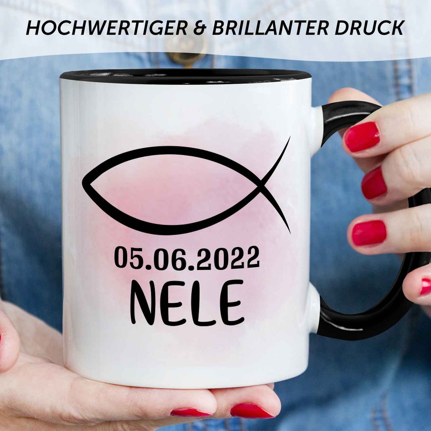 Bedruckte Tasse - zur Konfirmation mit Name & Datum