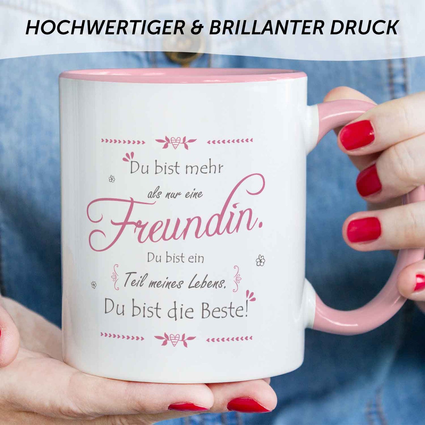Bedruckte Tasse mit Spruch - "Du bist mehr als nur eine Freundin"