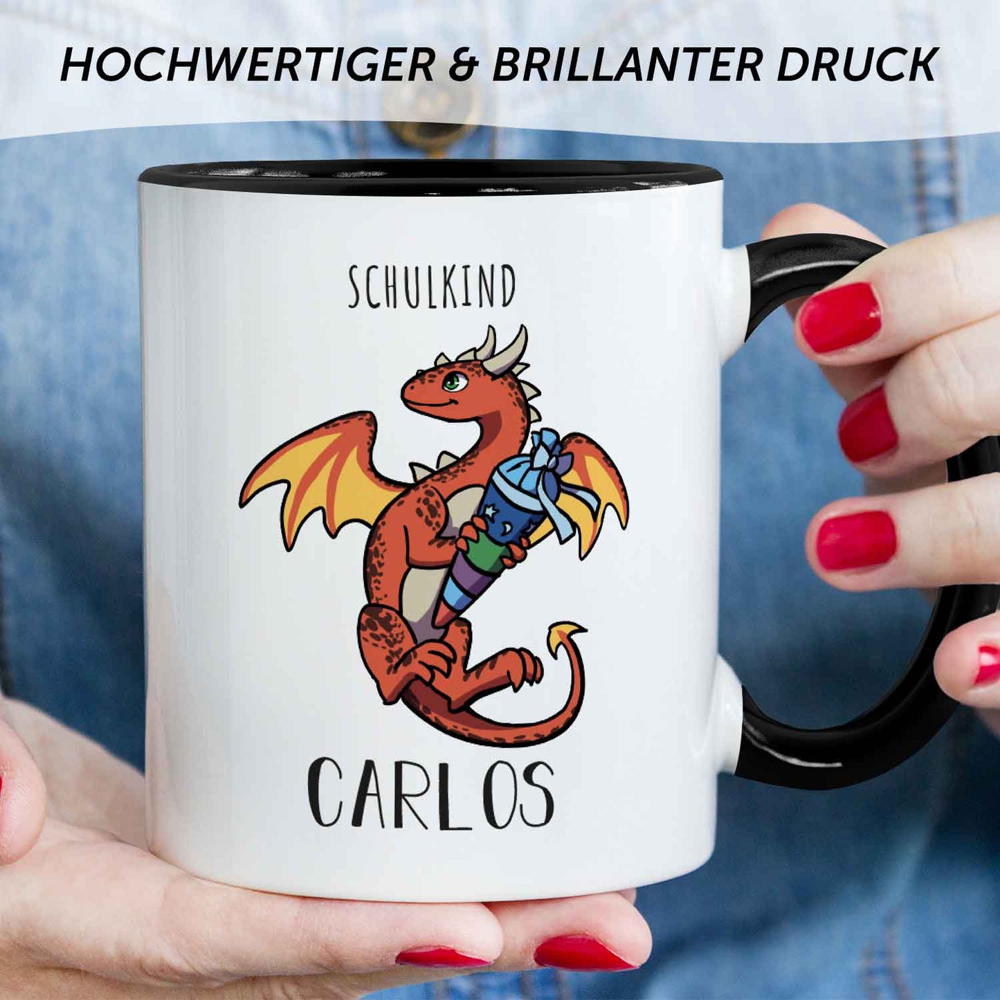 Bedruckte Tasse mit Motiv - Einschulung Drache