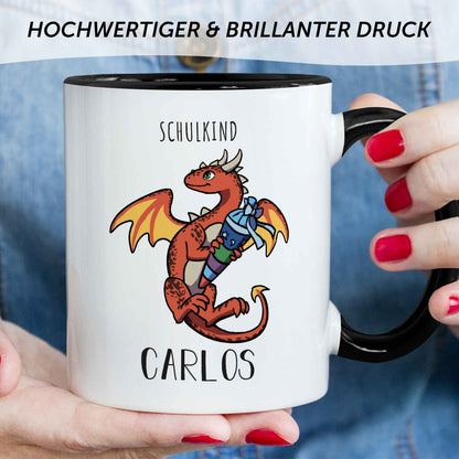 Bedruckte Tasse mit Motiv - Einschulung Drache