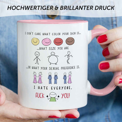 Bedruckte Tasse mit Spruch - "I hate everyone"