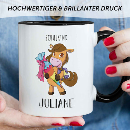 Bedruckte Tasse mit Motiv - Einschulung Pferd