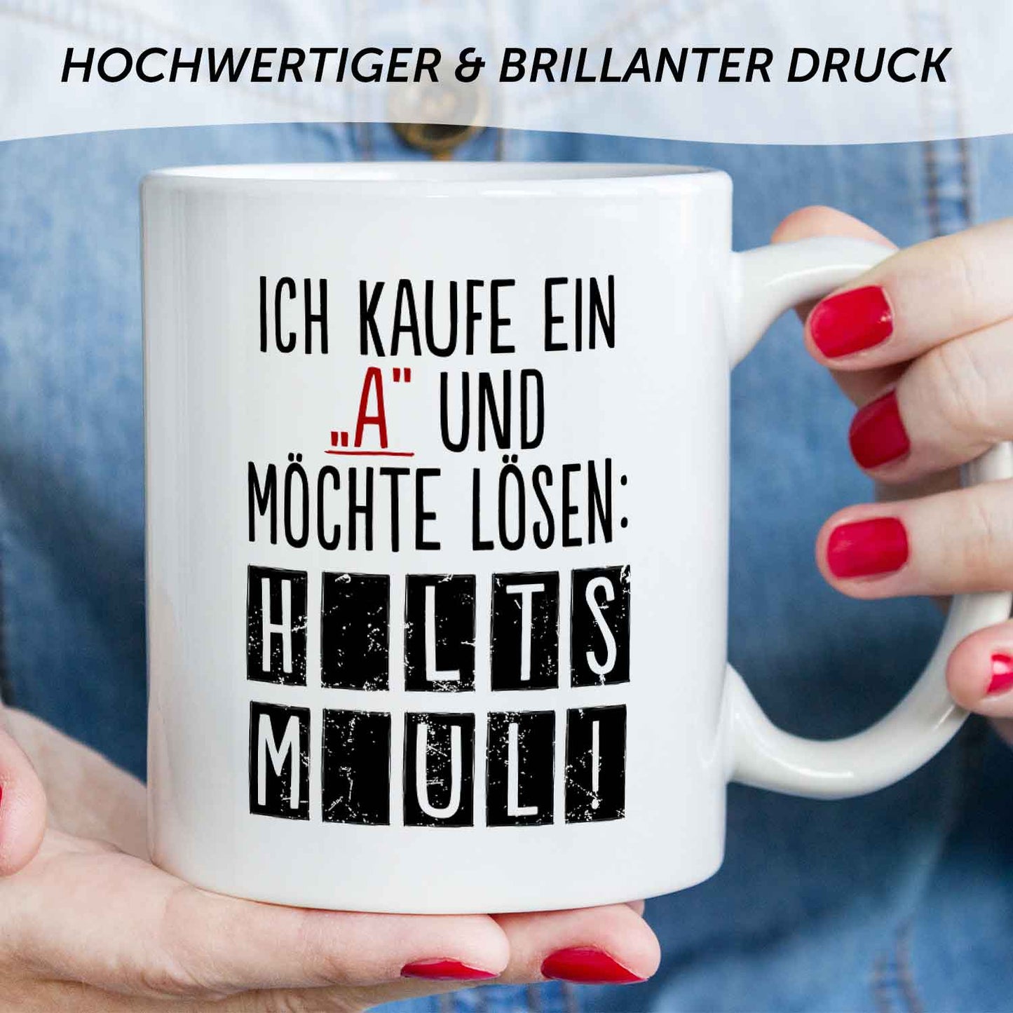 Bedruckte Tasse mit Spruch - Ich kaufe ein A