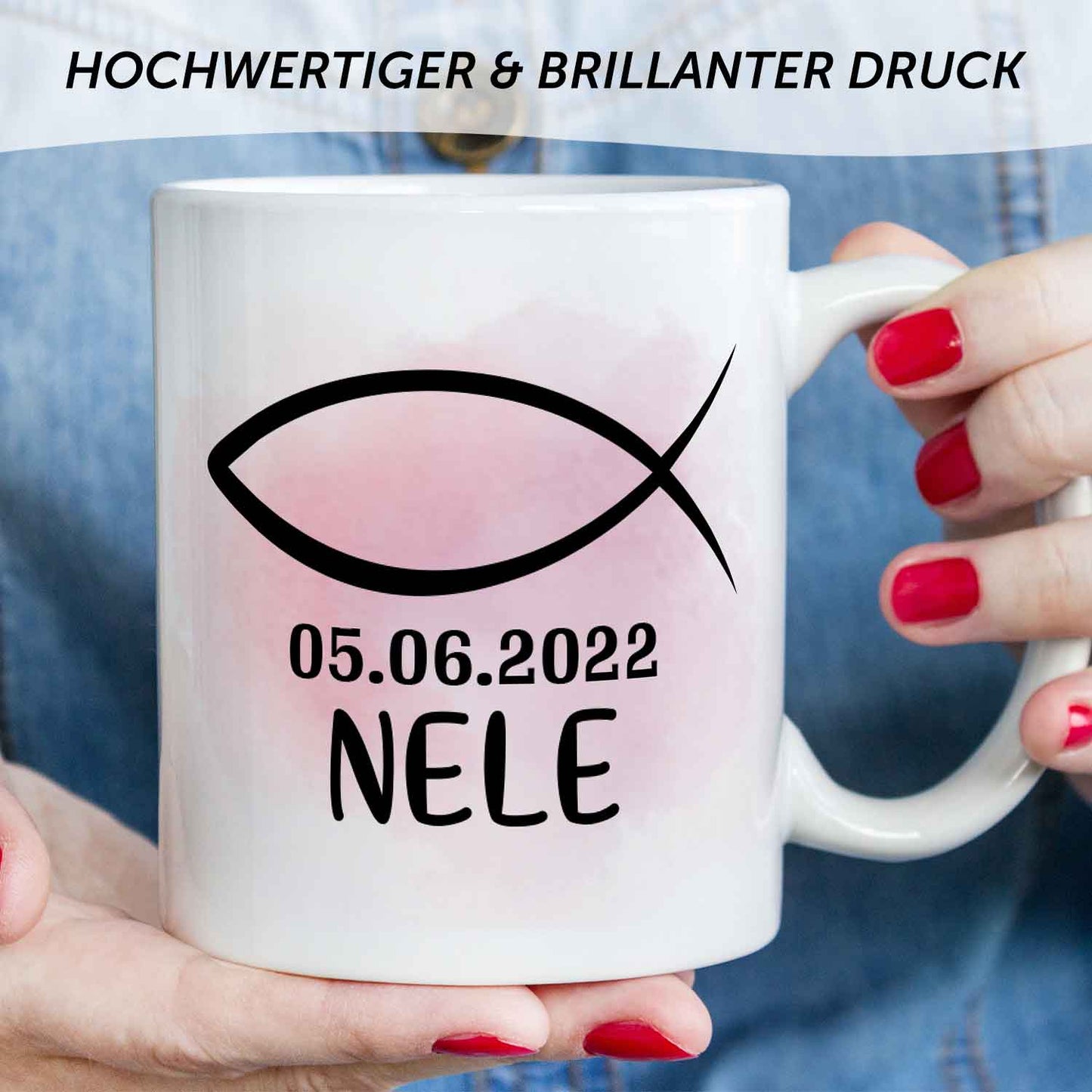 Bedruckte Tasse - zur Konfirmation mit Name & Datum