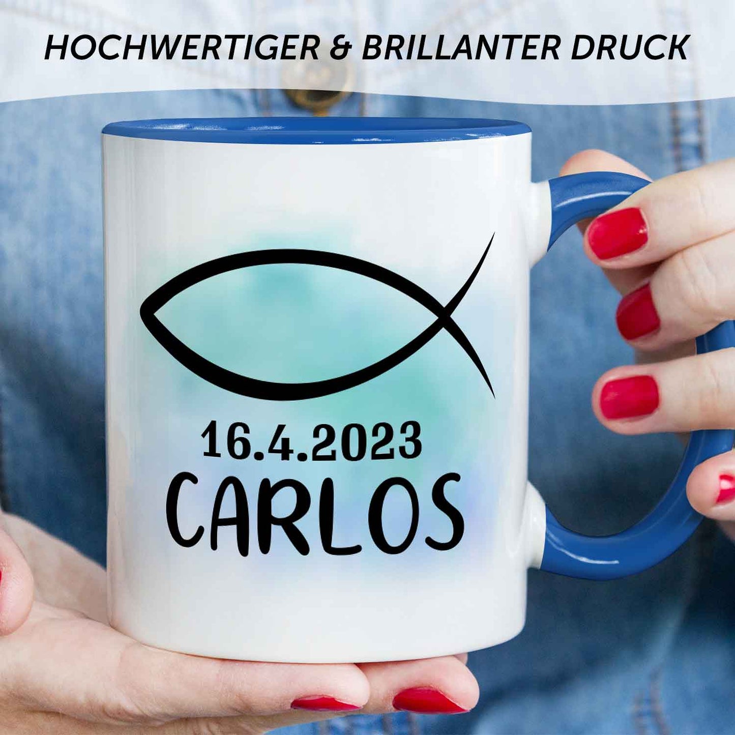 Bedruckte Tasse - zur Konfirmation mit Name & Datum