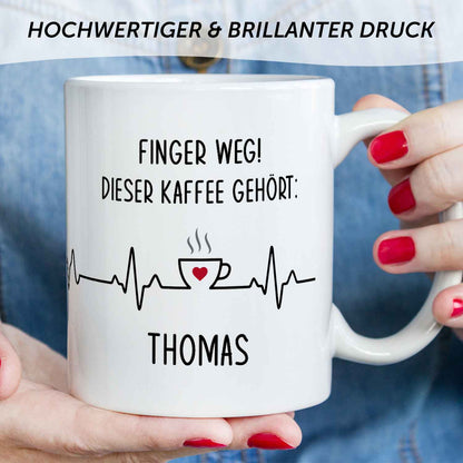 Bedruckte Tasse mit Spruch - Finger Weg!