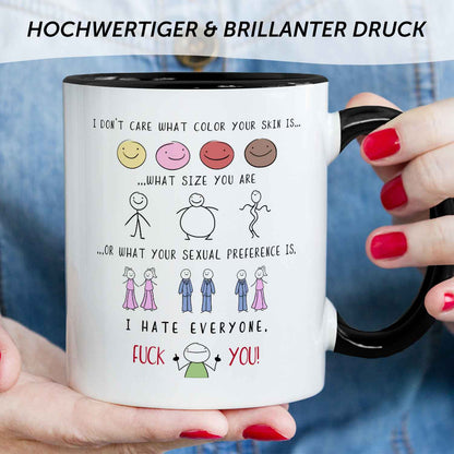 Bedruckte Tasse mit Spruch - "I hate everyone"