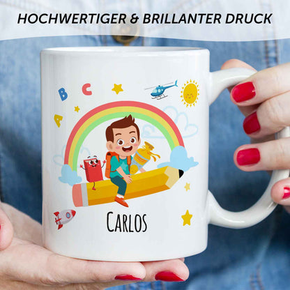 Bedruckte Tasse mit Motiv Einschulung