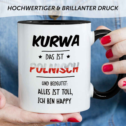 Bedruckte Tasse mit Spruch Alles toll Kurwa