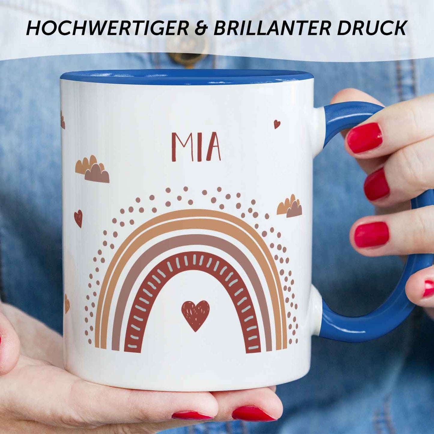 Bedruckte Tasse - Regenbogen - Personalisiert mit Namen - Für Mädchen und Jungen