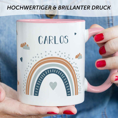 Bedruckte Tasse - Regenbogen - Personalisiert mit Namen - Für Mädchen und Jungen