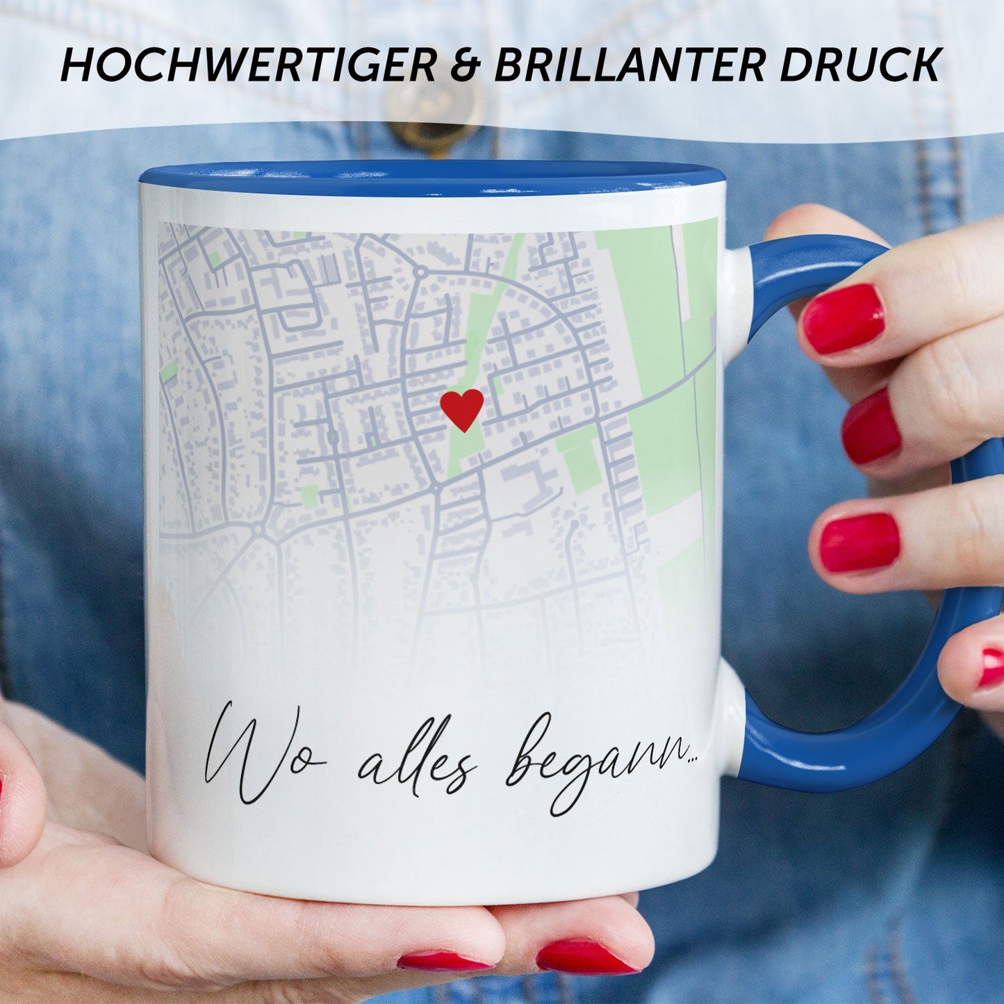 Bedruckte Tasse mit "Wo alles begann" Motiv - Personalisiertes Geschenk mit Wunschkoordinaten