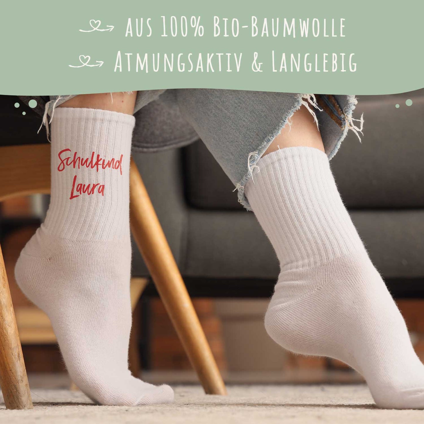 Tennissocken - Kinder Wunschtext - personalisiert mit Namen