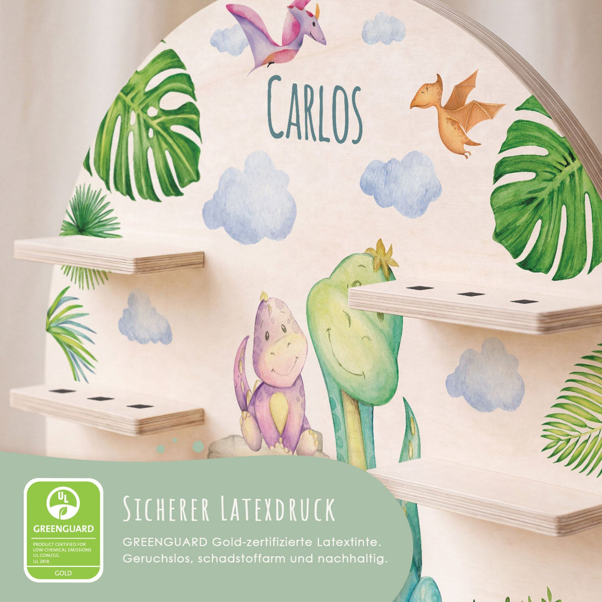 Toniebox Regal für Kinderzimmer - Dino - Personalisiert mit Namen