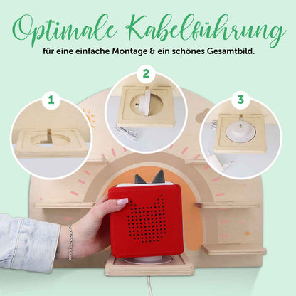 Toniebox Regal für Kinderzimmer - Regenbogen Pastell - Personalisiert mit Namen