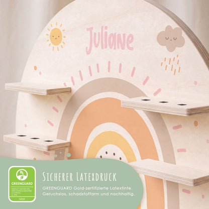 Toniebox Regal für Kinderzimmer - Regenbogen Pastell - Personalisiert mit Namen