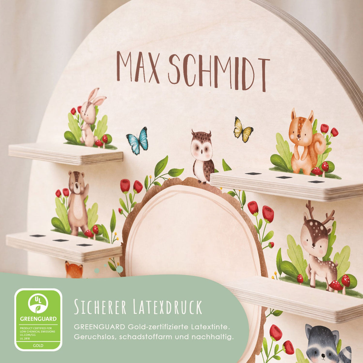 Toniebox Regal für Kinderzimmer - Tiergruppe Wald - Personalisiert mit Namen