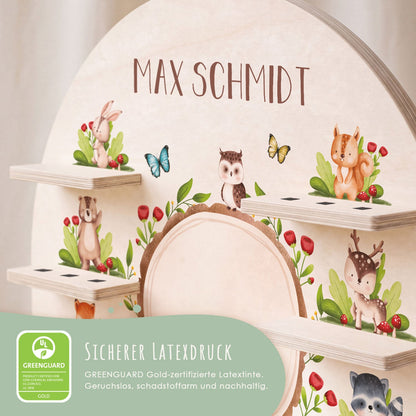 Toniebox Regal für Kinderzimmer - Tiergruppe Wald - Personalisiert mit Namen