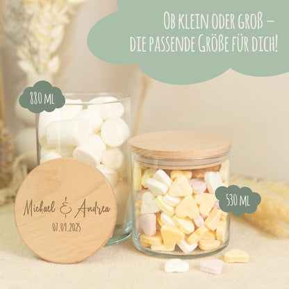 Graviertes Vorratsglas mit Holzdeckel - Namen