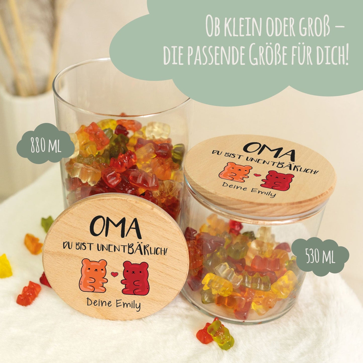 Bedrucktes Vorratsglas mit Holzdeckel - UnentBÄRlich