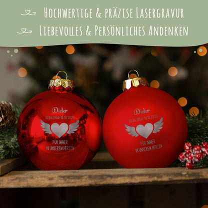 Gravierte Weihnachtskugel - Flügelherz