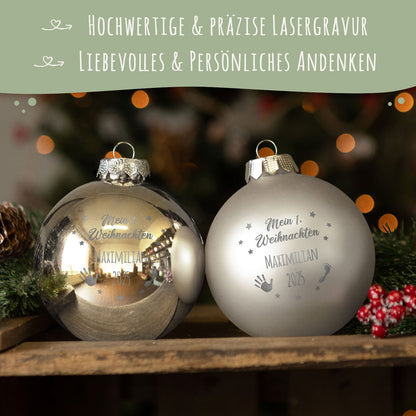 Gravierte Weihnachtskugel - Mein erstes Weihnachten