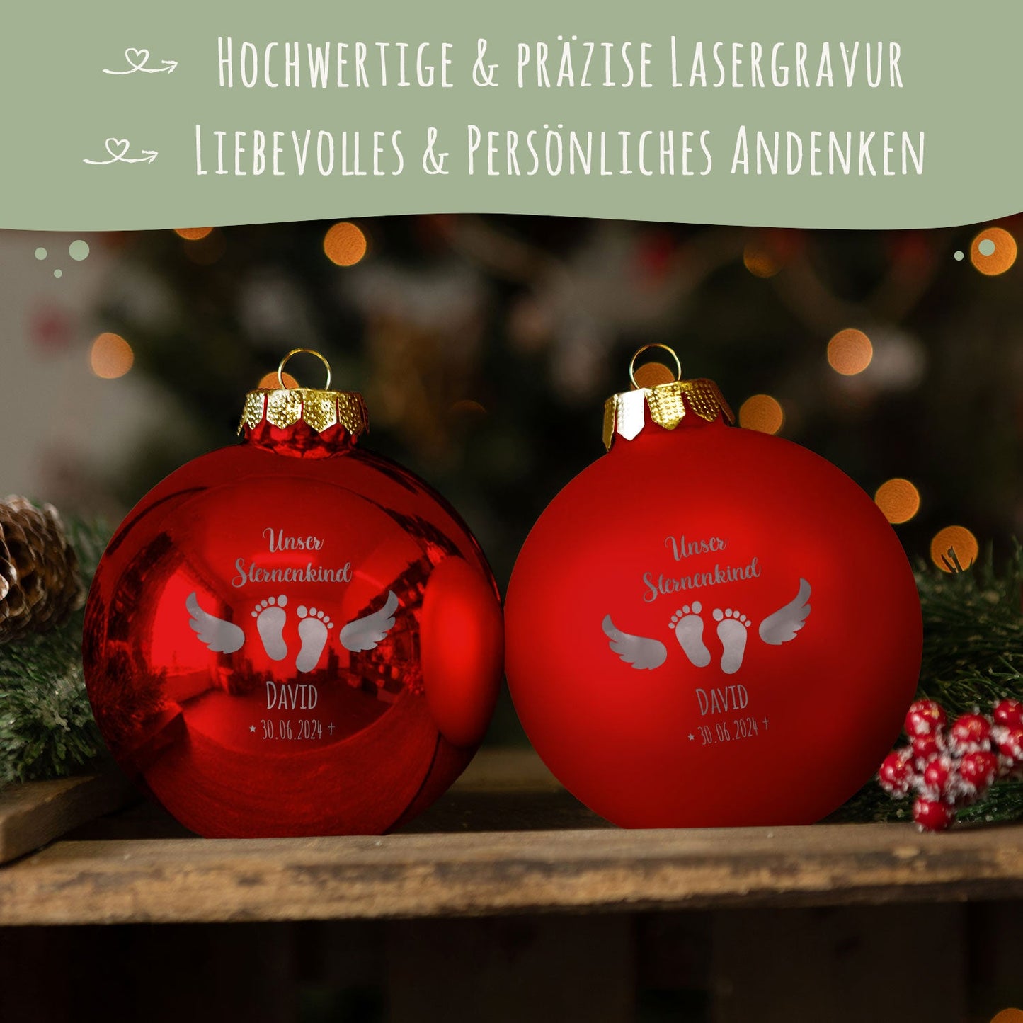 Gravierte Weihnachtskugel - Sternenkind