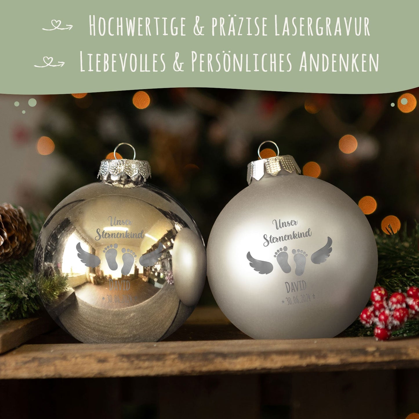 Gravierte Weihnachtskugel - Sternenkind