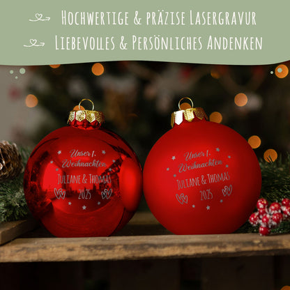 Gravierte Weihnachtskugel - Unser erstes Weihnachten für Paare