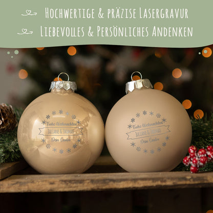 Gravierte Weihnachtskugel mit Wunschtext