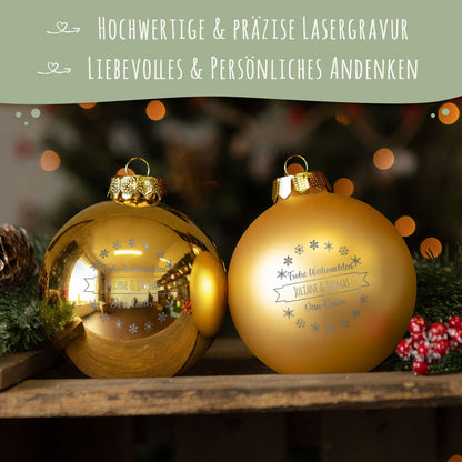 Gravierte Weihnachtskugel mit Wunschtext