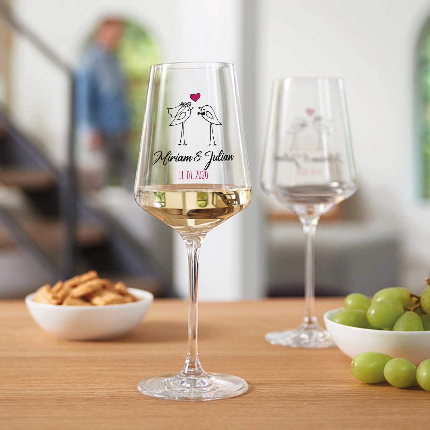 Leonardo Weingläser mit UV-Druck im "Wedding Bird" Design als Set