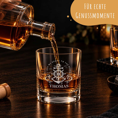 Leonardo Whiskyglas mit Gravur "Heart to the ocean"