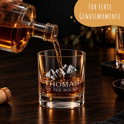 Leonardo Whiskygläser mit Gravur - "On the Rocks" im Set mit 0,5l Karaffe