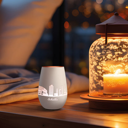 Deko Windlicht aus Glas mit Gravur - Skyline Schalke