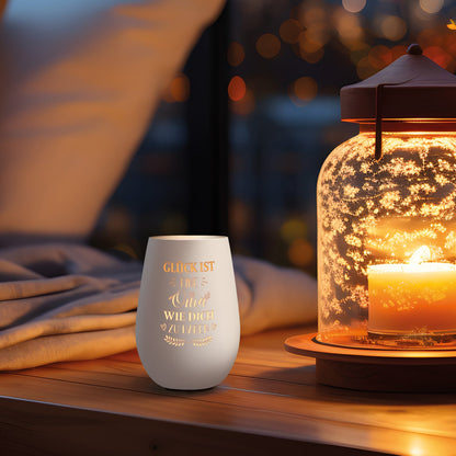 Deko Windlicht aus Glas mit Gravur - Glück ist eine Oma wie Dich zu haben - Ideal für Teelicht