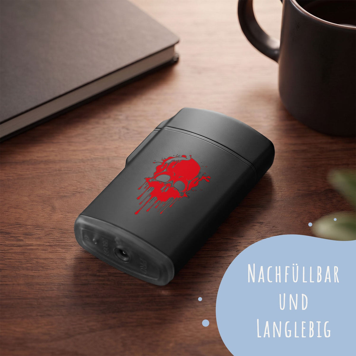 Elektrisches Feuerzeug - Jet Flamme - Nachfüllbar - Skull Design