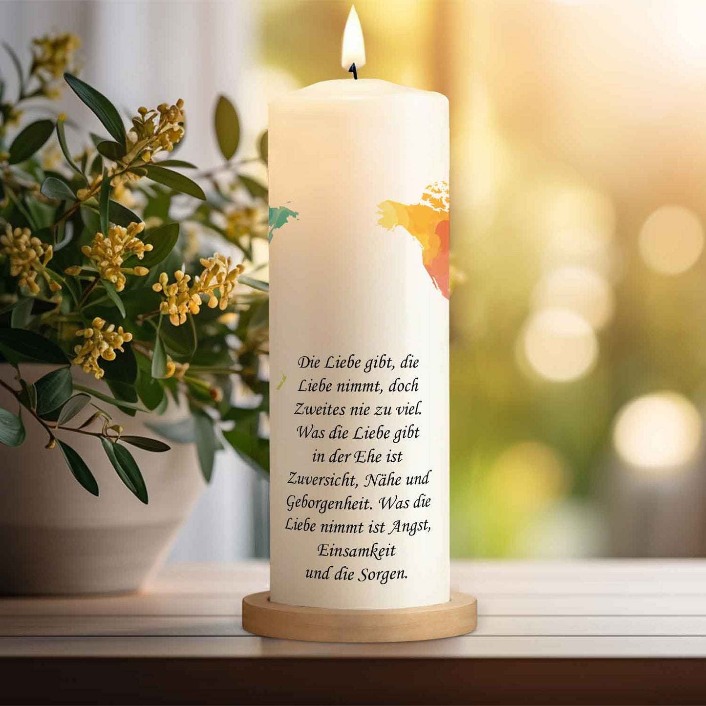 Große Kerze "Weltkarte" Hochzeitskerze mit Namen, Datum und Wunschtext