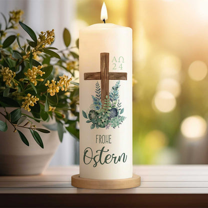 Große Kerze "Frohe Ostern Kreuz"