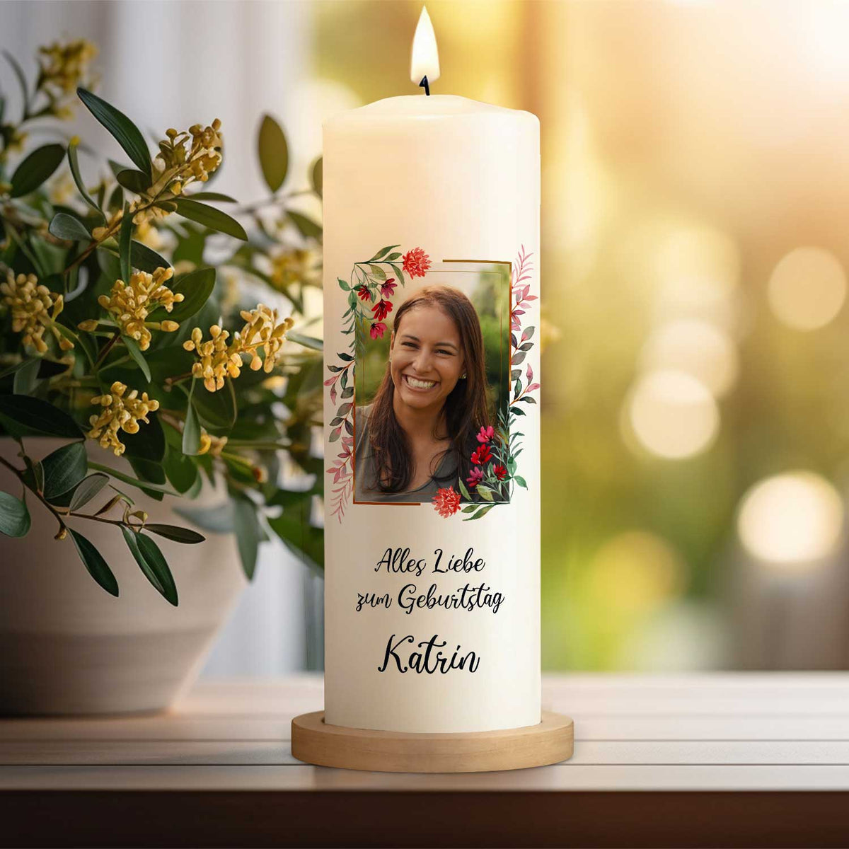 Bedruckte Kerze "Happy Birthday Foto" - Geburtstagskerze mit Namen und eigenem Foto
