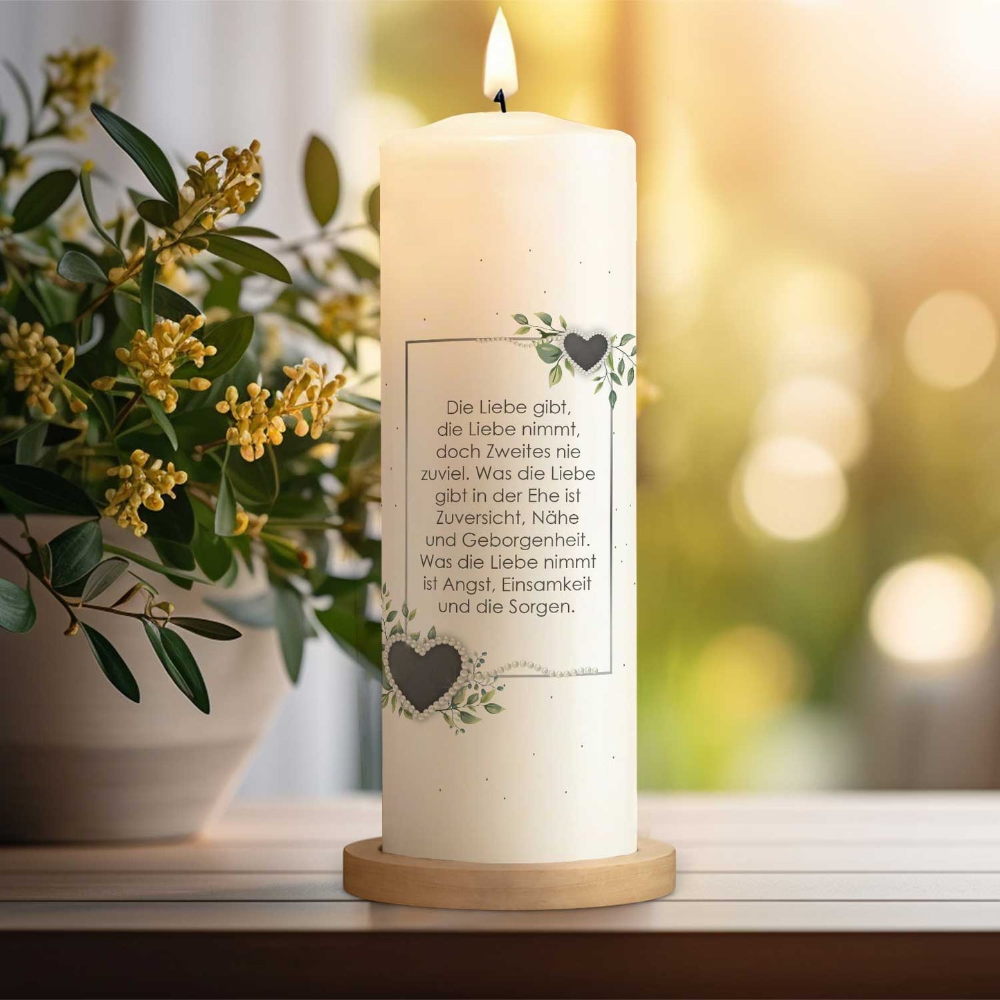 Große Kerze "Perlenhochzeit" - Hochzeitskerze mit Namen, Datum & Wunschtext
