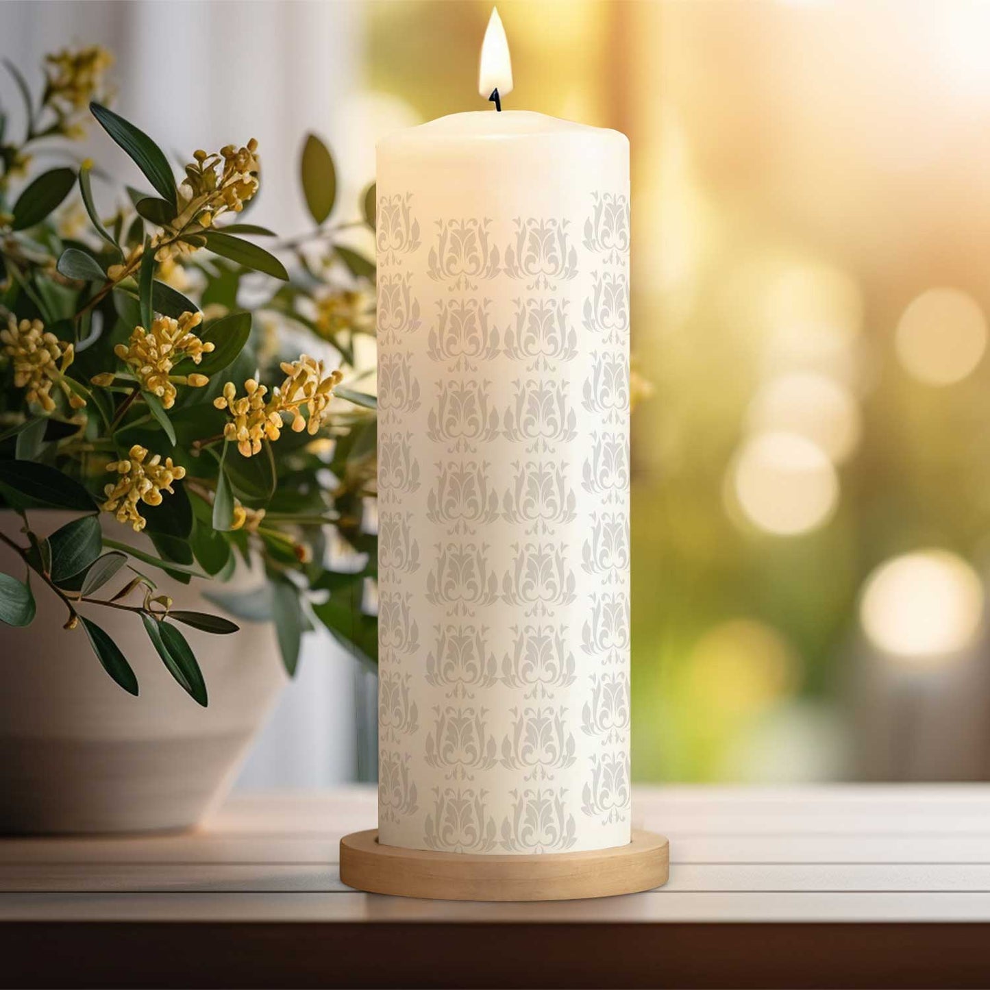 Große Kerze "Rosenkranz" - Trauerkerze mit Namen, Datum & Wunschtext